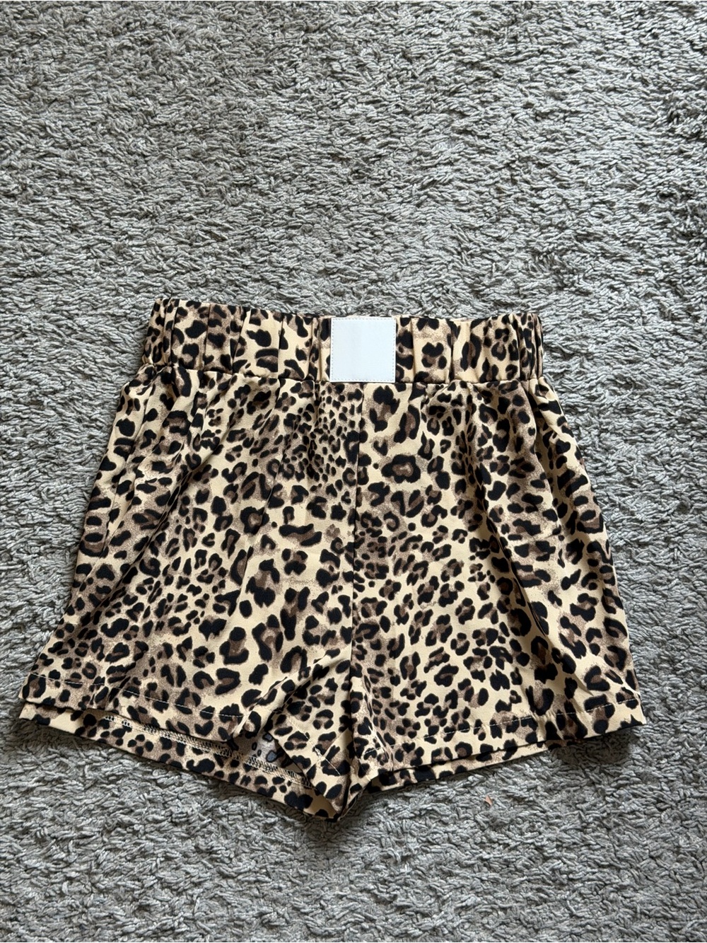 SHEIN Leopard Print High Waist Shorts - Beige & Black